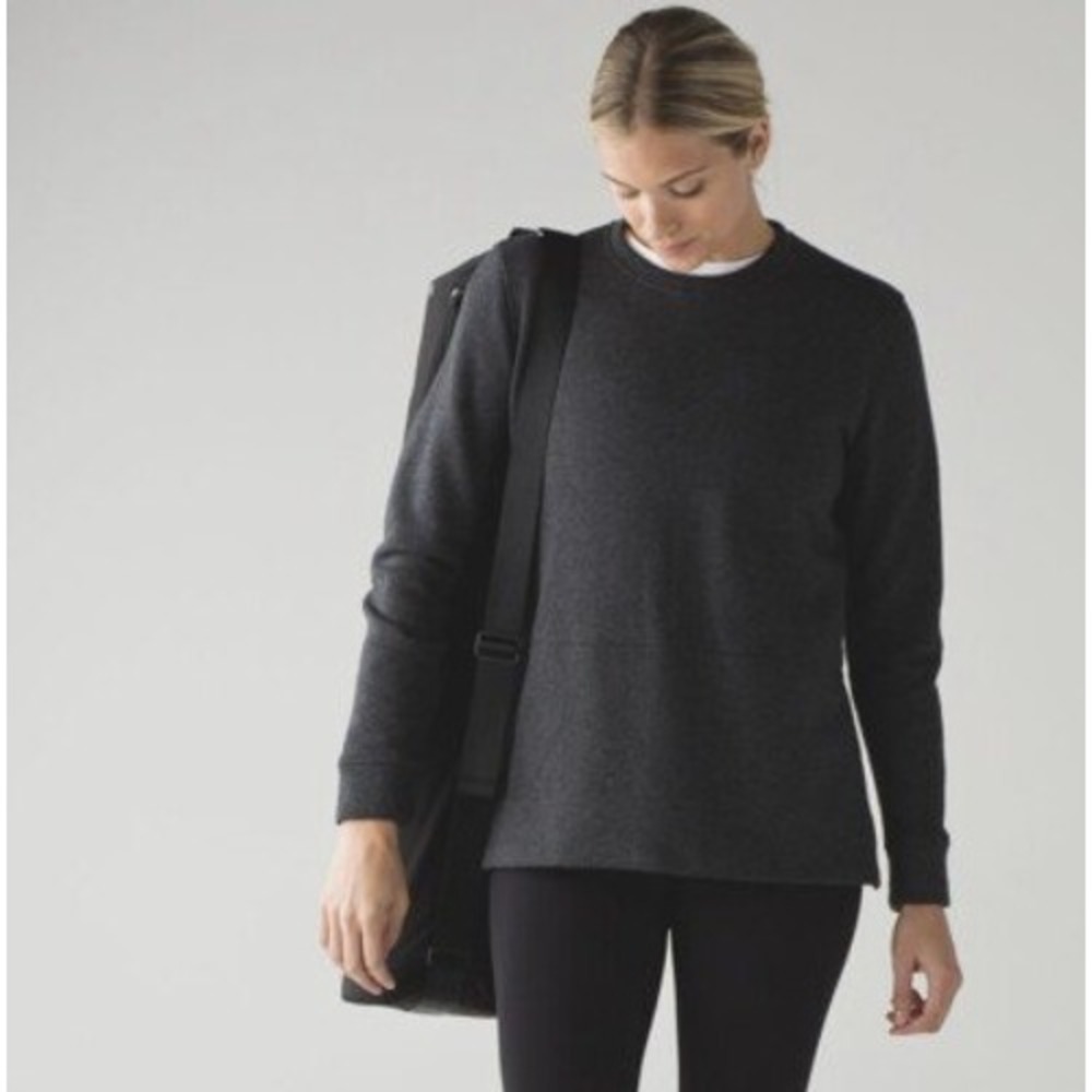 Lululemon Yes Fleece Pullover Womens 8 Charcoal Gray Side Zip Heathered